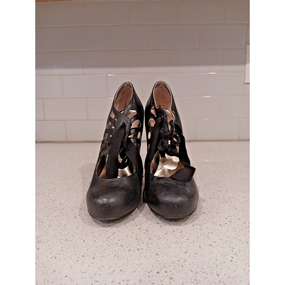 STEVE MADDEN Miss P Black Womens Heels Ankle Bootie Size 8.5